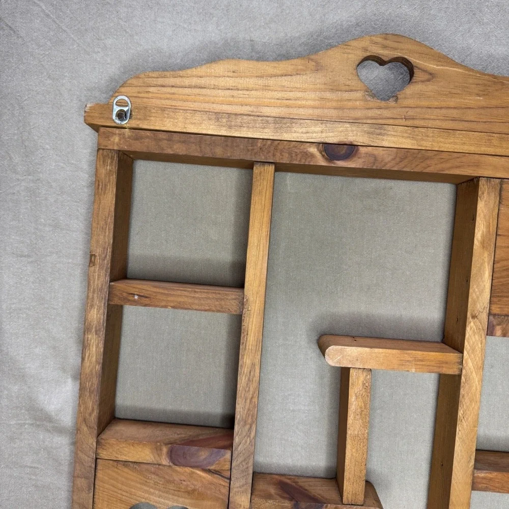 Vintage CottageCore Wood Heart Shadow Box Wall Display Shelf Trinkets Large